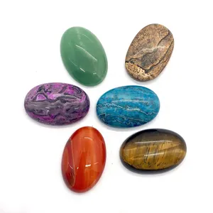 Set de 6 cabochons ovales en pierre naturelle, agate rouge et oeil de tigre pour bijoux