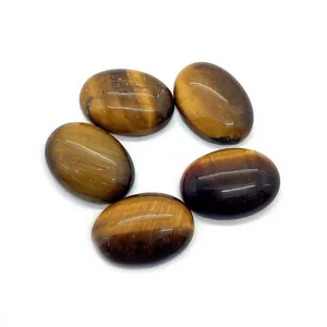 Polished 13x18mm oval tiger eye stone cabochons with natural brown silk luster