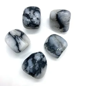 Set di cinque pietre zebra naturali levigate con trama marmorizzata bianca e nera