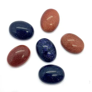 Ovale Cabochon Blau- und Goldsandstein-Edelsteine für DIY-Schmuck im 6er-Set