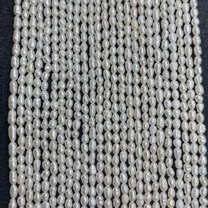 Natural Freshwater Pearl Beads Rice Shaped Loose Beads For Necklace Bracelet Handmade DIY Jewelry Making Accessories For Women Men
