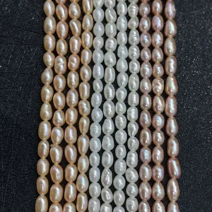 Natürliche Süßwasserperlenperlen Reis Oval Form Lose Perlenstrang Für DIY Schmuckherstellung Halsketten Armbänder Zubehör