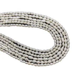 Multi-strand natural freshwater rice pearls in creamy white for handmade DIY jewelry