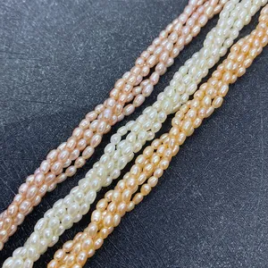 Φυσικά μαργαριτάρια γλυκού νερού 2-5mm σε σχήμα ρυζιού λευκό ροζ και σαμπανί χρώμα