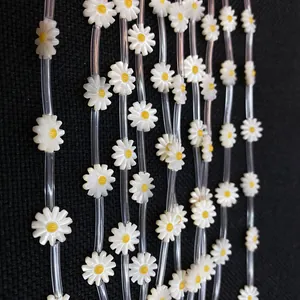 Natürliche Meeresmuschel Gänseblümchen Lose Perlen Poliert Durchgangsloch Muschelperlen Für DIY Schmuckherstellung Halsketten Zubehör