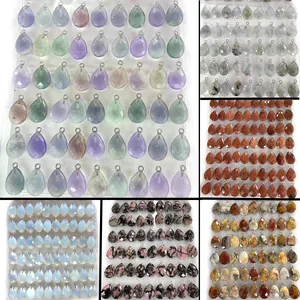 Pendentif en Pierre Naturelle Facettée en Forme de Larme Seul (Sans Chaîne) Avec Bélière en Métal Pour DIY Bijoux Accessoires de Collier Cadeaux Femme