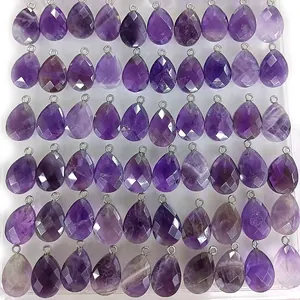 Pendentifs en pierre naturelle violette facettée en forme de goutte pour bijoux DIY