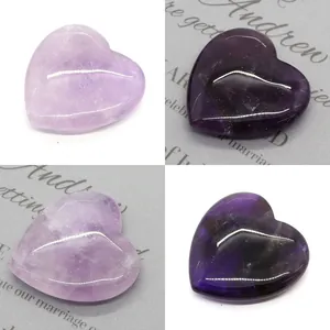 Perline Sciolte in Ametista Naturale a Forma di Cuore Lucidate Pietra Viola Cristallo Curativo per Creazione Gioielli Fai-da-te Artigianato