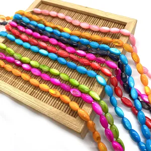 Perles de nacre naturelles colorées en forme de riz pour la création de bijoux DIY