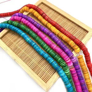 Bunte 1x7mm natürliche Süßwassermuschel-Heishi-Perlen für DIY Schmuckherstellung Zubehör