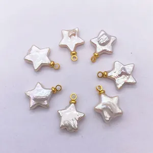Natürliche Süßwasserperle Stern Anhänger Barockperle Charms Mit Vergoldetem Legierungsring Für DIY Schmuckherstellung Halskette Ohrringe