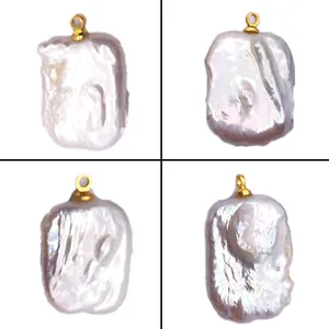 Natürliche Süßwasserperle Barock Anhänger Unregelmäßige Form Weiß Legierung Gold DIY Schmuck Halskette Accessoire Damen