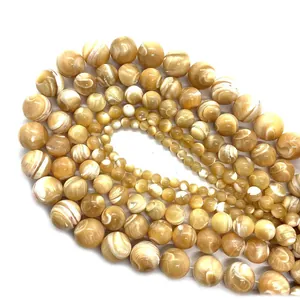 Perles en coquillage naturel poli de différentes tailles pour bijoux DIY et accessoires