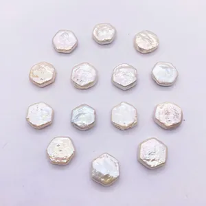Perles de Perle d'Eau Douce Naturelle Hexagone Baroque Plates Perles en Vrac Perle Blanche Irisée Pour Accessoires de Fabrication de Bijoux DIY