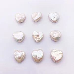 Natural Freshwater Pearl Heart Shape Baroque Loose Beads For Jewelry Making DIY Accessories 12-13mm Iridescent White