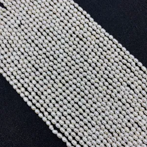 Perles d'eau douce naturelles blanches en forme de riz pour création de bijoux DIY