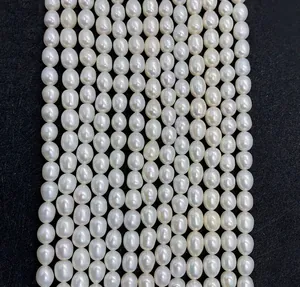 Natuurlijke Zoetwaterparels Rijstvorm Losse Parels Voor DIY Sieraden Maken Kettingen Hoogglans Witte Parel Kralen