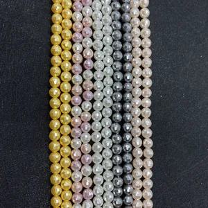 Natuurlijke Zeewaterschelp Gefacetteerd Rond Kralen Voor Sieraden Maken DIY Ketting Armband Elegante Glanzende Losse Ambachtelijke Kralen Accessoires