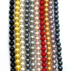 Perline di Conchiglia Naturale Tonde Sfuse in Madreperla Per Creazione di Gioielli DIY Lucidate Multicolore Accessori