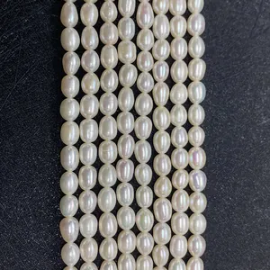 Perles d'Eau Douce Blanches Naturelles Grade AA Forme de Riz Lustre Élevé Perles en Vrac pour DIY Collier Bracelet Fabrication de Bijoux Accessoire