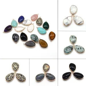 Natuursteen Traanhanger Onregelmatige Halfedelsteen Met Gegalvaniseerde Koperen Rand Voor DIY Sieraden Maken Kettingen