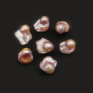 Perles d'eau douce baroques naturelles irisées rose et champagne pour bijoux DIY