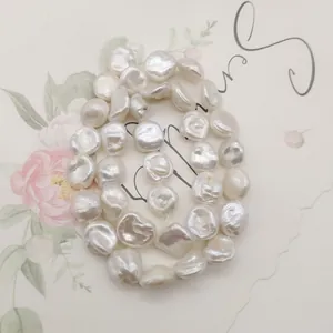 Perles d'eau douce baroques blanches irrégulières pour bijoux DIY avec fini brillant