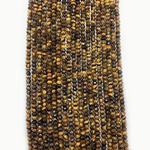 Faceted tiger eye stone beads in golden brown with cat eye effect for DIY jewelry making