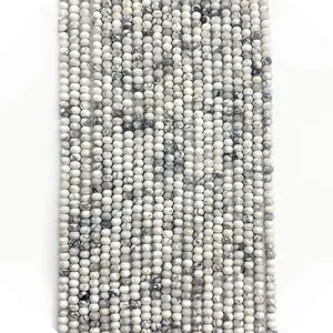Natuursteen Witte Turkoois Gefacetteerd Ronde Losse Kralen Strang Voor DIY Sieraden Maken Ketting Armband Craft