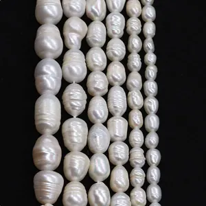 Natural Freshwater Pearl Beads Rice Shape Baroque Loose Strand For DIY Necklace Bracelet Jewelry Making Accessories