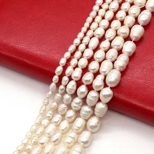 Natural freshwater rice pearls for DIY jewelry with white luster and baroque texture