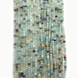 Natural Stone Amazonite Faceted Round Loose Beads For DIY Jewelry Making Necklace Bracelet Handcraft Accessories Women Gift