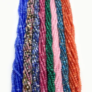 Natural Stone Faceted Round Loose Beads Small Mini Spacer Beads For DIY Jewelry Making Necklace Bracelet Accessories