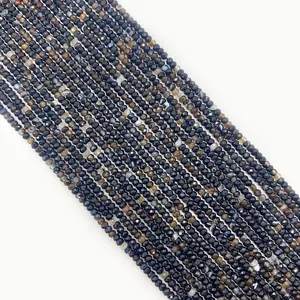 Detailed view of faceted black onyx loose beads strands for DIY jewelry making