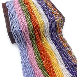Gefacetteerde 2mm natuursteen kralen in diverse kleuren voor DIY sieraden kettingen