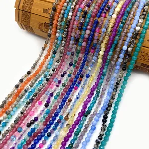 Variété de perles rondes en améthyste et cristal de 3mm pour création de bijoux DIY