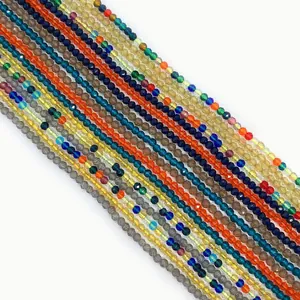 Πολύπλευρες γυάλινες χάντρες 2-3mm πολύχρωμες στρογγυλές για κατασκευή κοσμημάτων DIY