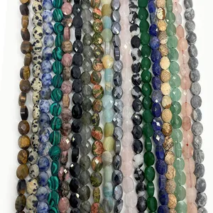 Perline di Pietra Naturale Ovali Sfaccettate 6x8mm Lapislazzuli Avventurina Verde Perline Sfuse Per Gioielli Fai Da Te