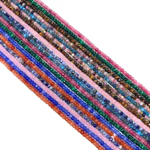 Faceted natural gemstone beads collection including malachite and tiger eye for DIY jewelry