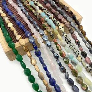 Perline ovali sfaccettate in pietre naturali di vari colori per la creazione di gioielli