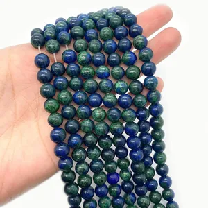 Natural Phoenix Lapis Lazuli round beads in deep blue and green for DIY jewelry making