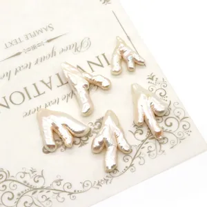Natural Freshwater Pearl Loose Beads Unique Branch Claw Shape For DIY Jewelry Making Necklace Accessories White