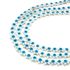Star-shaped natural freshwater shell evil eye beads for DIY jewelry making