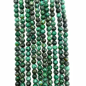 Natural African Turquoise Round Loose Beads For DIY Jewelry Making Bracelet Necklace Accessories Polished Natural Stone Beads