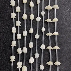 Natural Sea Shell Carved Flower Beads Rose Tulip Lily Of The Valley For Jewelry Making DIY Accessories Baroque Loose Beads
