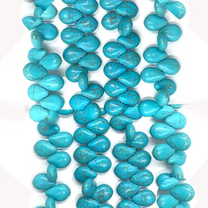 Synthetic Turquoise Teardrop Beads Blue Loose Water Drop Stone Beads For DIY Jewelry Making Necklace Accessories