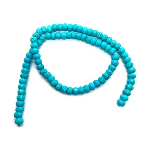 Facettierte Türkis-Rondelle-Perlen mit natürlichen braunen Adern für DIY-Schmuck