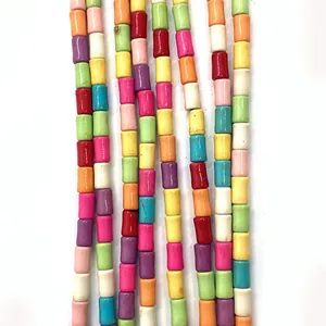 Colorful Synthetic Turquoise Polished Cylinder Tube Loose Beads For DIY Jewelry Making Necklace Bracelet Craft Accessories
