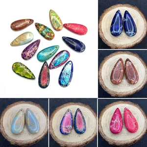 Colgantes de Piedra Imperial Natural Forma de Gota de Agua Dijes Pulidos Con Agujero Pre-perforado Para Accesorios de Joyería DIY