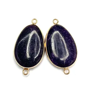 Connecteur en pierre naturelle violette en forme de goutte d'eau pour bijoux DIY